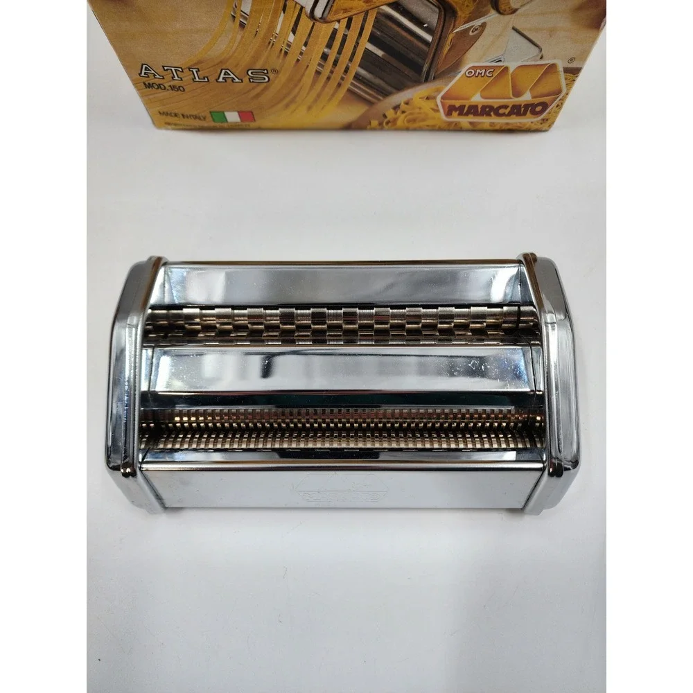 Marcato Atlas 150 Deluxe Manual Pasta Maker Machine Made in Italy Chrome Silver